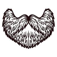 Hand drawn illustration of a full beard and mustache isolated on white background, vintage sketch vector