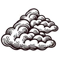 Artistic black and white of a cloud with intricate line patterns vector