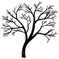 Minimalist black and white tree illustration with sparse leaves and branching structure on plain background vector