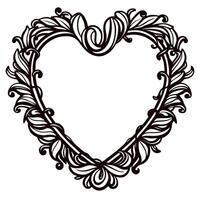 ornate heart shaped floral frame with swirling leaves and decorative vintage border design vector