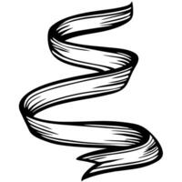 Hand drawn vintage ribbon swirl isolated on white background retro scroll banner sketch illustration vector