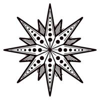 Intricate geometric compass starburst design with symmetrical dotted and striped pattern in black and white vector