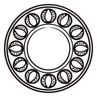 Circular mandala pattern with geometric leaf shapes and dotted accents in symmetrical decorative frame vector