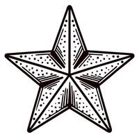 Hand drawn five pointed star with dotted and lined details isolated on white background illustration vector