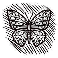 Hand drawn butterfly illustration with decorative wings in vintage engraved vector