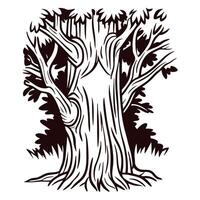 Intricate of a majestic old tree with dense foliage and detailed bark patterns vector