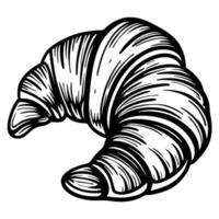 Hand drawn croissant in vintage engraving sketch isolated on white background illustration vector