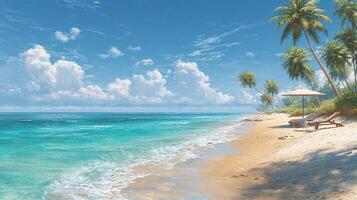Photo of palm beach with gentle surf