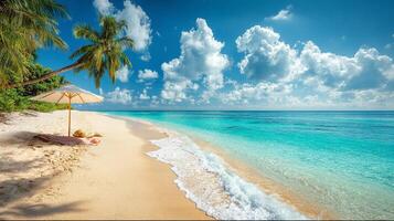 Island breeze over palm beach scene photo