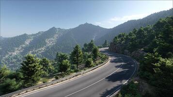 Road among trees and flowers photo in natural setting