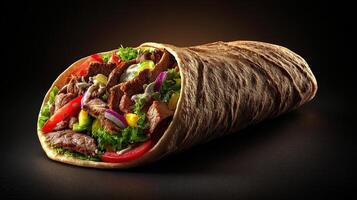 Tasty image of fresh grilled shawarma roll photo