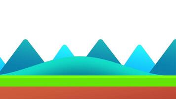 A stylized triangular mountain range with a rich base of colors below, creating a playful and vibrant visual of alpine terrain video
