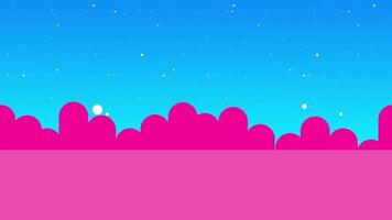 Gentle pink hills rest below a deep blue starry sky, combining surreal terrain and night calmness for dreamy or relaxing visuals video