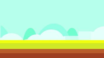 A dreamy blue sky with fluffy clouds above a golden yellow ground, evoking a soft and imaginative daytime landscape, video