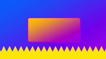 A surreal rectangular platform floats over a hazardous yellow spiky pit in a glowing, fantasy-styled purple-pink world video