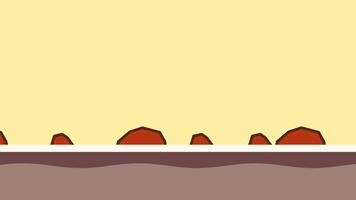 A warm desert landscape with small brown hills and a soft yellow sky, evoking a dry and arid mood with minimal design elements video