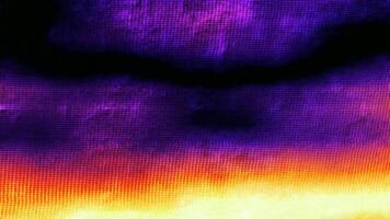 Looping abstract animation of shifting gradient bands in yellow, orange, purple, dark blue over a grid like pixel texture. Undulating movement and color inversions create hypnotic digital art effect video