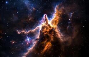 Colorful Abstract Depiction of Cosmic Elements in a Swirling Galaxy Formation. photo