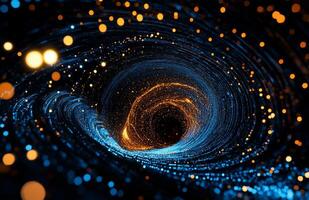 Cosmic Vortex Swirling With Luminous Particles in a Deep Space Environment photo
