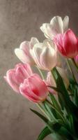 Colorful Tulips Blooming in a Serene Indoor Setting During Springtime photo