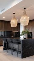 Modern Kitchen Interior With Elegant Design and Natural Lighting During Daytime photo