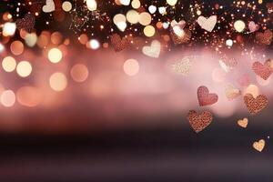Romantic Heart Decorations With Sparkles Creating a Dreamy Atmosphere for Celebrations. photo