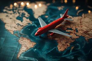 Model Airplane Placed on a Map of Africa Showcasing Travel and Adventure Possibilities. photo