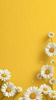 Bright Yellow Background Adorned With White Daisies in a Vibrant Floral Arrangement photo