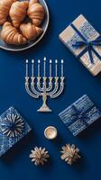 Delicious Croissants on a Decorated Table With Candles and Festive Decorations During a Holiday Gathering. photo