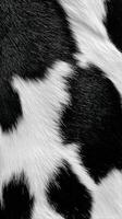 Close up View of Black and White Cowhide Showcasing Unique Patterns and Textures During Daylight. photo
