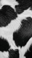 Close up View of Black and White Cowhide Showcasing Unique Patterns and Textures During Daylight photo