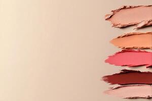 Various Shades of Cream and Lipstick Arranged on an Elegant Background for Beauty Enthusiasts photo