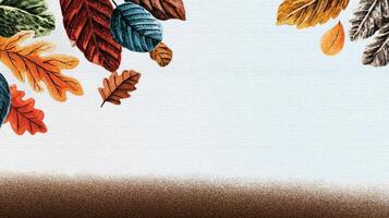 Colorful Autumn Leaves Resting on a Textured Background for Seasonal Decor photo