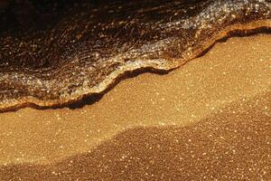 Golden Sand and Ocean Waves Create a Serene Coastal Moment at Sunset photo