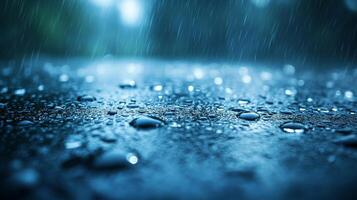 Heavy Rain Creates Shimmering Droplets on a Smooth Surface in a Serene Outdoor Setting photo