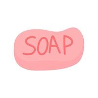 Colored soap bar with the word soap embossed on the surface in a playful font vector