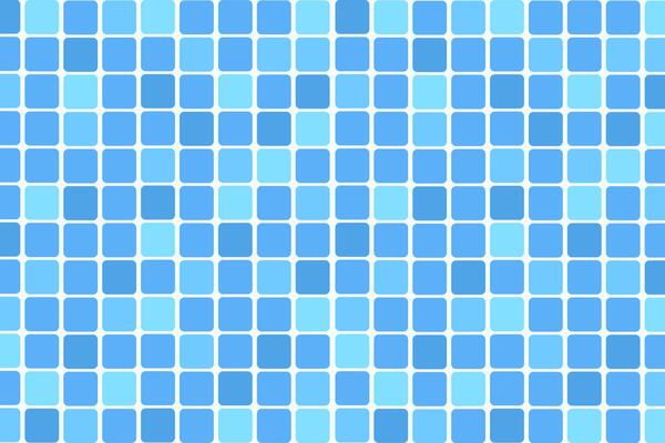 Colorful blue tile pattern with varying shades and shapes creating a lively design