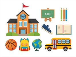 School supplies and educational items vector