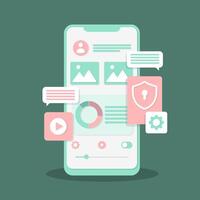Smartphone interface with various features vector