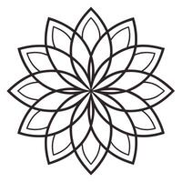 Geometric flower mandala with symmetrical petal design creates an intricate pattern, transparent background vector