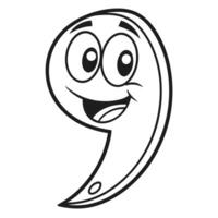 A cartoon number nine with a smile vector