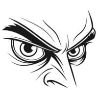 An angry face with a black and white background vector