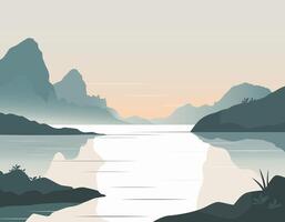 Mountain lake illustration vector