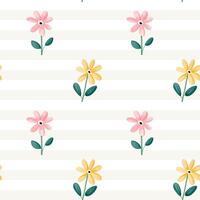 Seamless watercolor pattern with summer flowers in cute style. Fabric, wrapping paper, summertime decoration vector