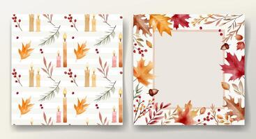 Candle and leaf autumn pattern vector