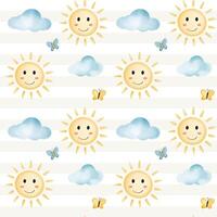 Colorful sun and cloud pattern vector