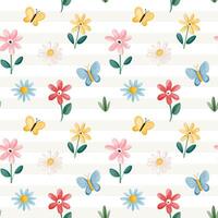 Floral pattern with butterflies and flowers vector