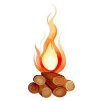 Watercolor forest bonfire with autumn vibes and rustic warmth. Fireplace hand drawn fall illustration vector