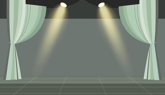 Classic performance scene with curtains and spotlight for dramatic or artistic design. Theater stage background.