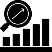 A magnifying glass and bar graph icon vector